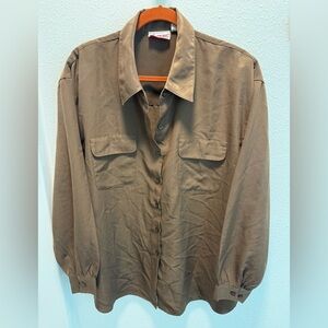 Joanna Plus Brown Button Up Blouse Top Sz( 3X)